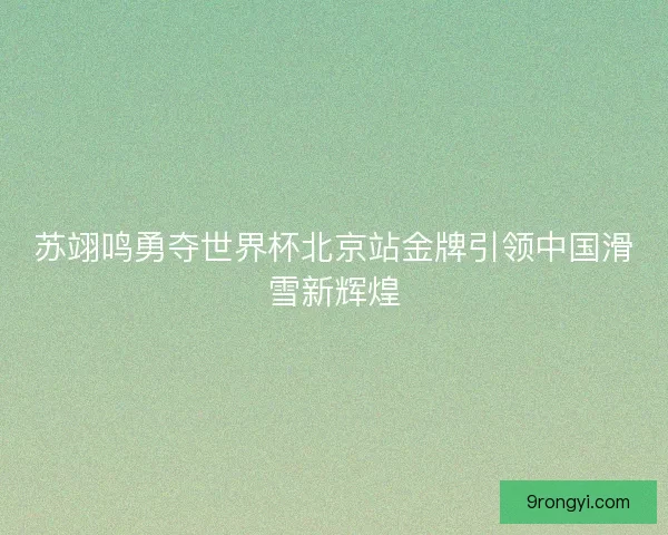 苏翊鸣勇夺世界杯北京站金牌引领中国滑雪新辉煌