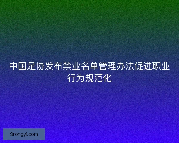 中国足协发布禁业名单管理办法促进职业行为规范化